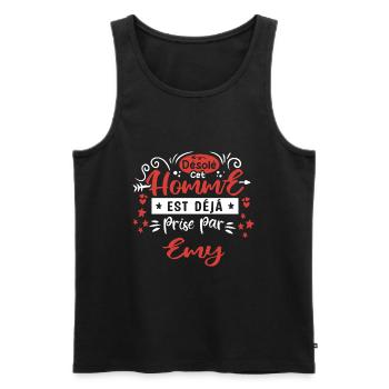 Cadeau Homme déja pris par Emy - Débardeur bio Premium Homme - noir - Devant - Michal (187cm)