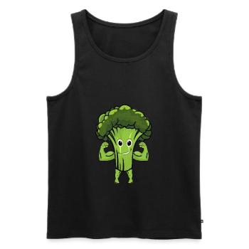 Chemise forte végétalienne Chemise de brocoli Fitness - Débardeur bio Premium Homme - noir - Devant - Michal (187cm)