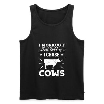 Fermier drôle en disant animaux vaches humoristique - Débardeur bio Premium Homme - noir - Devant - Michal (187cm)