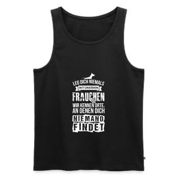 Frauchen Hunde Sprüche Hundeliebhaber Hundeliebe - Männer Premium Bio Tank Top - Schwarz - Vorne - AI Model Male 178 light (178cm)