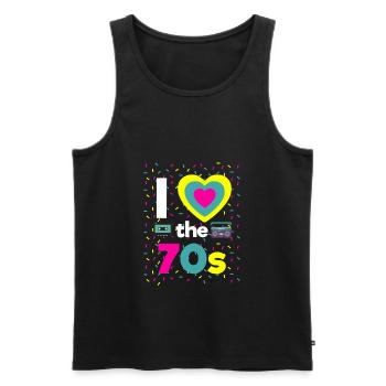 I Love the 70's retro soirée à thème années 70 - Débardeur bio Premium Homme - noir - Devant - AI Model Male 178 light (178cm)