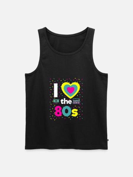 I Love the 80s Retro Theme Party jaren negentig - Mannen Premium Bio Tanktop - zwart