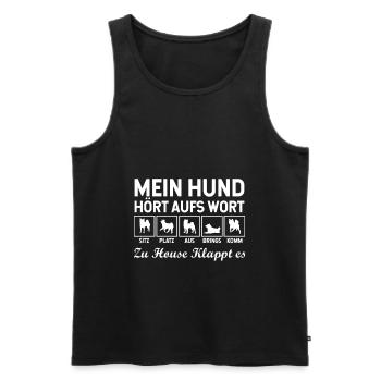 Hund Hunderasse Gehorchen Erziehung Sitz Platz Aus - Männer Premium Bio Tank Top - Schwarz - Vorne - Michal (187cm)
