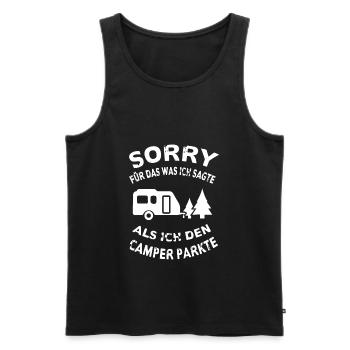 Camper Parken Campen Camping Wald Wohnwagen Baum - Men's Premium Organic Tank Top - black - Front - AI Model Male 178 light (178cm)