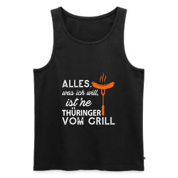 Thuringian grilled grill sausage grilled sausage - Men's Premium Organic Tank Top - black - Front - AI Model Male 178 light (178cm)
