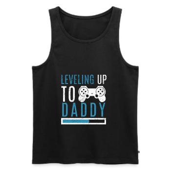 Daddy Level Up Expector-to-be Parents Kids Gamer - Men's Premium Organic Tank Top - black - Front - AI Model Male 178 light (178cm)