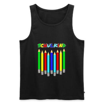 Crayons d'écolier Rentrée scolaire Scolaire - Débardeur bio Premium Homme - noir - Devant - AI Model Male 178 light (178cm)