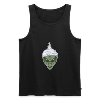 Alien Supernatural Human Being Freaky Strange UFO - Men's Premium Organic Tank Top - black - Front - AI Model Male 178 light (178cm)