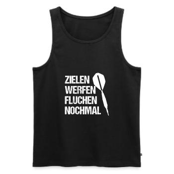 Zielen Werfen Fluchen Nochmal Dart Dart Spruch - Männer Premium Bio Tank Top - Schwarz - Vorne - Michal (187cm)