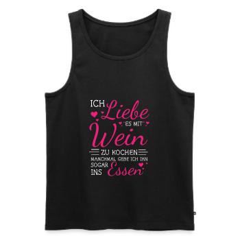 Wein Kochen Spruch Essen Weintrinker Weinliebe - Männer Premium Bio Tank Top - Schwarz - Vorne - AI Model Male 178 light (178cm)