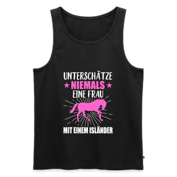 Reiter Unterschätze Niemals Eine Frau Mit Isländer - Männer Premium Bio Tank Top - Schwarz - Vorne - Michal (187cm)