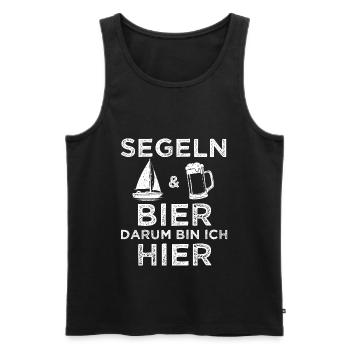 Segeln Und Bier Darum Bin Ich Hier Segelboot Kapit - Männer Premium Bio Tank Top - Schwarz - Vorne - Michal (187cm)