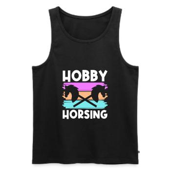 Hobby Horse Retro Grafik Steckenpferde Reiten Tren - Männer Premium Bio Tank Top - Schwarz - Vorne - Michal (187cm)