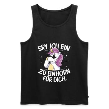 Sorry Ich Bin Zu Einhorn Für Dich Regenbogen Glitz - Männer Premium Bio Tank Top - Schwarz - Vorne - AI Model Male 178 light (178cm)