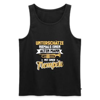Unterschätze Niemals Einen Alten Mann Mit Einer Tr - Männer Premium Bio Tank Top - Schwarz - Vorne - Michal (187cm)