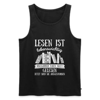 Lesen Ist Lebenswichtig Leser Bücher Roman Lektüre - Männer Premium Bio Tank Top - Schwarz - Vorne - AI Model Male 178 light (178cm)