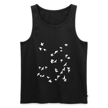 Mouches du troupeau d’oiseaux - Débardeur bio Premium Homme - noir - Devant - Michal (187cm)