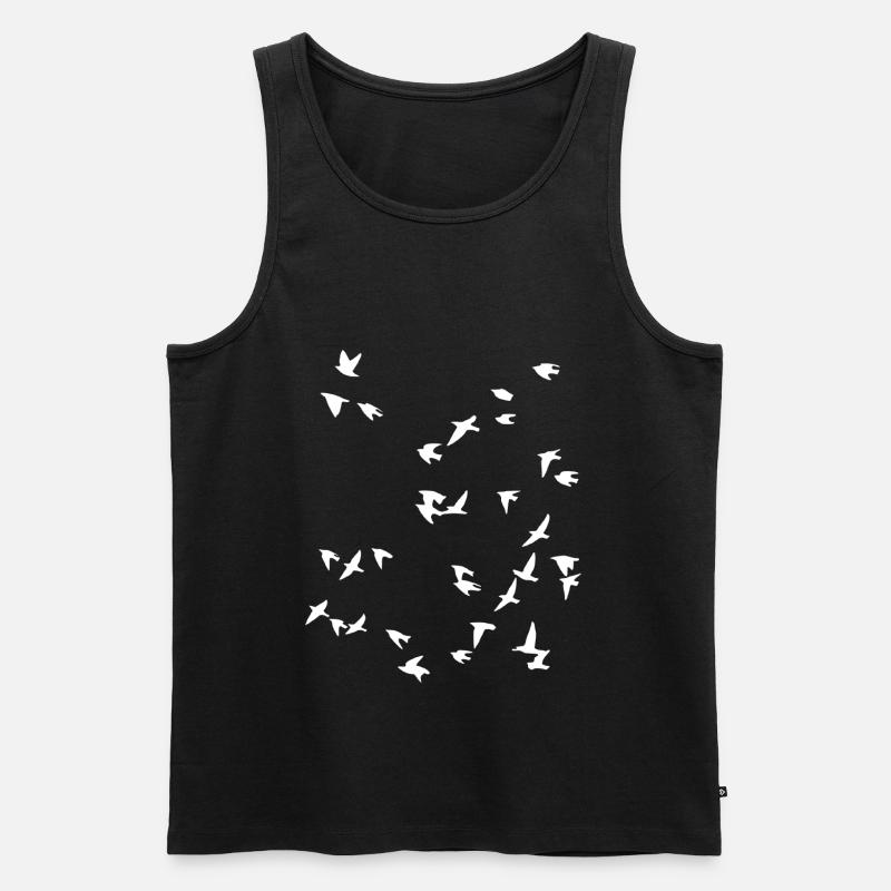 Vogel Schwarm Fliegen - Männer Premium Bio Tank Top - Schwarz