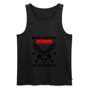 Echte Motoren verbrennen Öl und Benzin Spruch SW - Männer Premium Bio Tank Top - Schwarz - Vorne - AI Model Male 178 light (178cm)