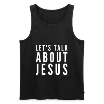 Let's Talk About Jesus - Men's Premium Organic Tank Top - black - Front - AI Model Male 178 light (178cm)