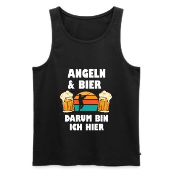 Angeln & Bier Darum Bin Ich Hier - Männer Premium Bio Tank Top - Schwarz - Vorne - Michal (187cm)