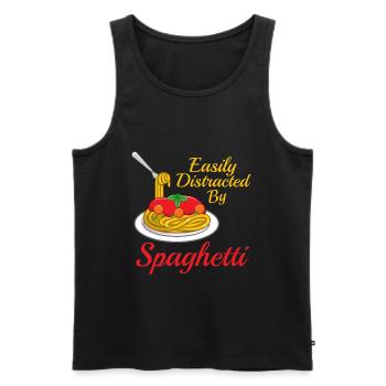 Easily Distracted by Spaghetti Pasta Food Quote - Men's Premium Organic Tank Top - black - Front - Michal (187cm)
