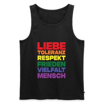 Liebe Toleranz Respekt Frieden Vielfalt Mensch - Männer Premium Bio Tank Top - Schwarz - Vorne - Michal (187cm)