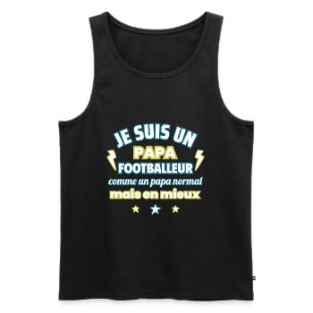 Je suis un papa FOOTBALLEUR, cadeau fête des pères - Débardeur bio Premium Homme - noir - Devant - Michal (187cm)