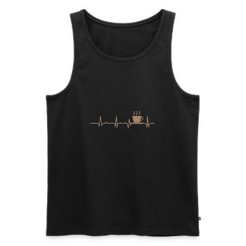 Kaffee Herzschlag - Männer Premium Bio Tank Top - Schwarz - Vorne - Michal (187cm)