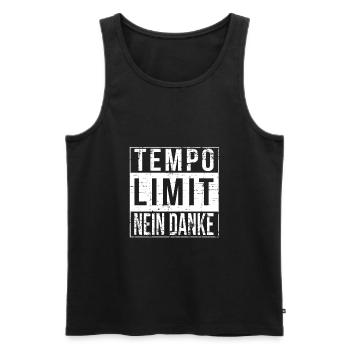Limite de vitesse Non merci - pas de limite de vitesse autoroute - Débardeur bio Premium Homme - noir - Devant - AI Model Male 178 light (178cm)
