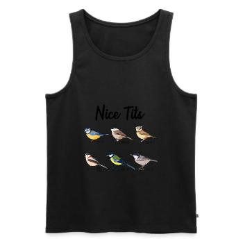 Nice Tits - Observation d'oiseaux drôle - Débardeur bio Premium Homme - noir - Devant - AI Model Male 178 light (178cm)