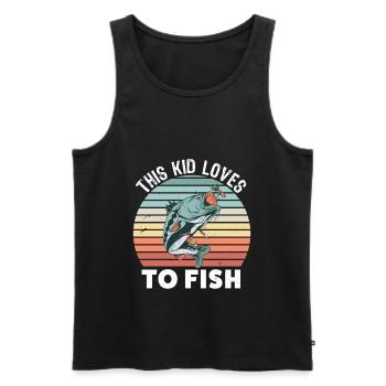 Cadeau de pêche pour enfants Fan de poisson pour enfants - Débardeur bio Premium Homme - noir - Devant - AI Model Male 178 light (178cm)