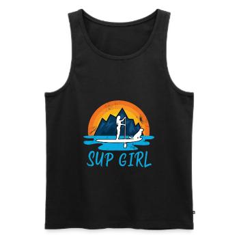 Paddleboarding Sup Girl Dog Retro Geschenk - Männer Premium Bio Tank Top - Schwarz - Vorne - Michal (187cm)