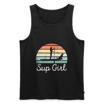 Cadeau canin pour chien Sup Girl Paddleboarding - Débardeur bio Premium Homme - noir - Devant - Michal (187cm)