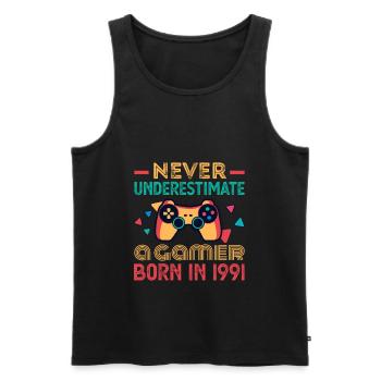 Gamer Né en 1991 Birthday Gaming Gift Retro - Débardeur bio Premium Homme - noir - Devant - Michal (187cm)