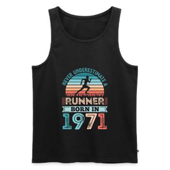 Runner born in 1971 50th Birthday Gift Running Dad - Men's Premium Organic Tank Top - black - Front - Michal (187cm)