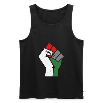 Gaza libre Palestine Poing - Débardeur bio Premium Homme - noir - Devant - Michal (187cm)