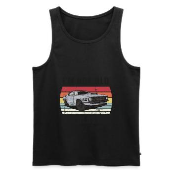 Ich bin nicht alt Ich bin Classic Retro Sunset Muscle Car - Männer Premium Bio Tank Top - Schwarz - Vorne - Michal (187cm)