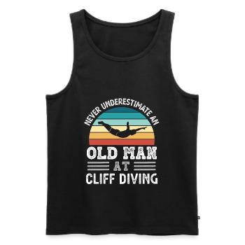 Alter Mann beim Klippenspringen Vatertag Lustiges Geschenk - Männer Premium Bio Tank Top - Schwarz - Vorne - AI Model Male 178 light (178cm)