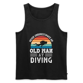 Old Man at Diving Fête des Pères Drôle Cadeau - Débardeur bio Premium Homme - noir - Devant - Michal (187cm)