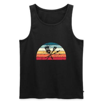 Retro Gemälde Sonnenuntergang Vintage Maler Sonnenaufgang - Männer Premium Bio Tank Top - Schwarz - Vorne - AI Model Male 178 light (178cm)