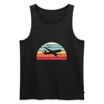 Retro-Flugzeug Spotting Sunset Vintage Flugzeug Sunrise - Männer Premium Bio Tank Top - Schwarz - Vorne - AI Model Male 178 light (178cm)