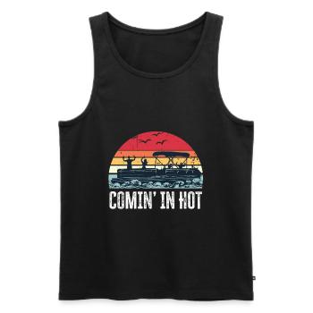 Comin' in Hot Funny Pontoon Boat Boating Sunset - Men's Premium Organic Tank Top - black - Front - Michal (187cm)
