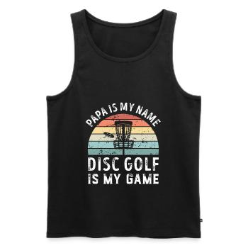 Papa est mon nom Disc Golf est mon jeu Papa Pères - Débardeur bio Premium Homme - noir - Devant - Michal (187cm)