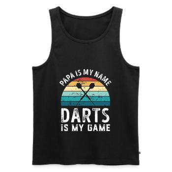 Papa is my Name Darts is my Game Dad Fathers Day - Men's Premium Organic Tank Top - black - Front - AI Model Male 178 light (178cm)