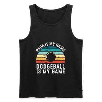 Papa est mon nom Dodgeball est mon jeu Papa Pères - Débardeur bio Premium Homme - noir - Devant - Michal (187cm)