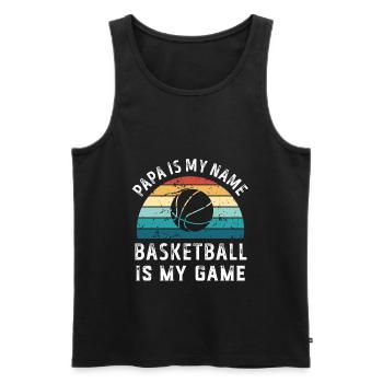 Papa est mon nom Basketball est mon jeu Papa Pères - Débardeur bio Premium Homme - noir - Devant - Michal (187cm)