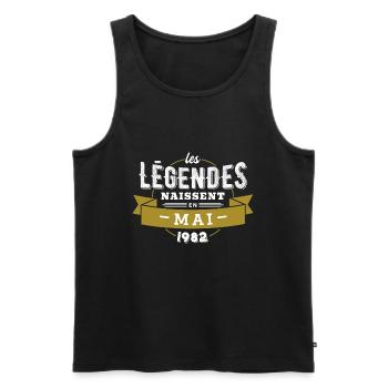Les légendes naissent en mai 1982 - Débardeur bio Premium Homme - noir - Devant - AI Model Male 178 light (178cm)