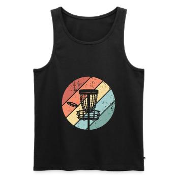 Vintage Disc Golf Retro Sonnenuntergang Geschenk - Männer Premium Bio Tank Top - Schwarz - Vorne - Michal (187cm)