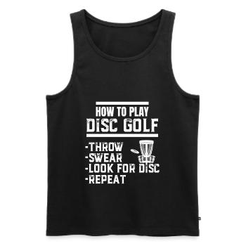 Wie man Disc Golf Throw Sear spielt nach Disc suchen - Männer Premium Bio Tank Top - Schwarz - Vorne - Michal (187cm)